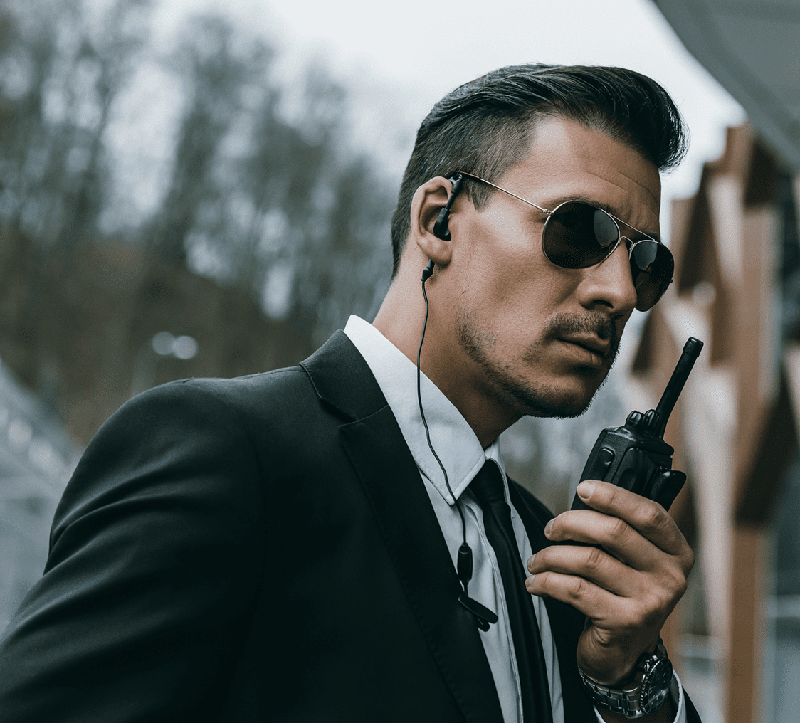 Security talking in walky